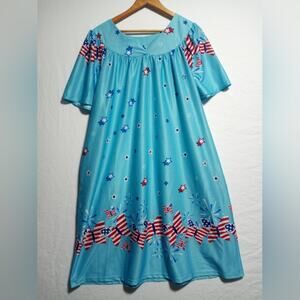 Vintage Anthony Richards Nightgown Size 2XL Blue Red And White